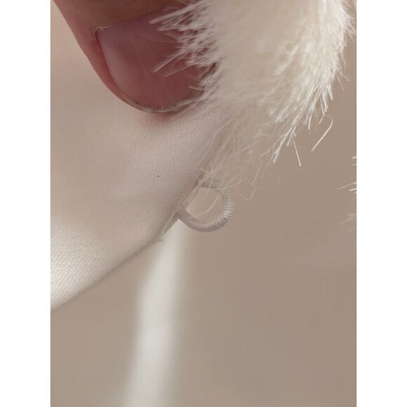 NWT Ivory Satin Bolero Faux Fur Collar Shrug Christian Michele Size 14 Y2K - Picture 9 of 9